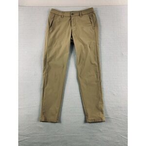 Lululemon Commission Pants Men 31x28 Khaki Beige Warpstreme Slim Fit Stretch